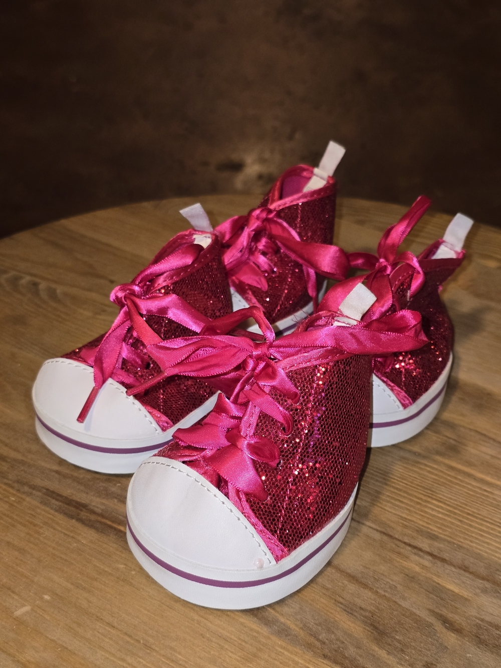 Build-A-Bear Fuchsia Sparkle High-Top Shoes Lot of 4 Pink Glitter